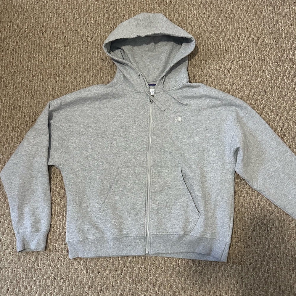 Champion Gray Hoodie Zip Up Sweater